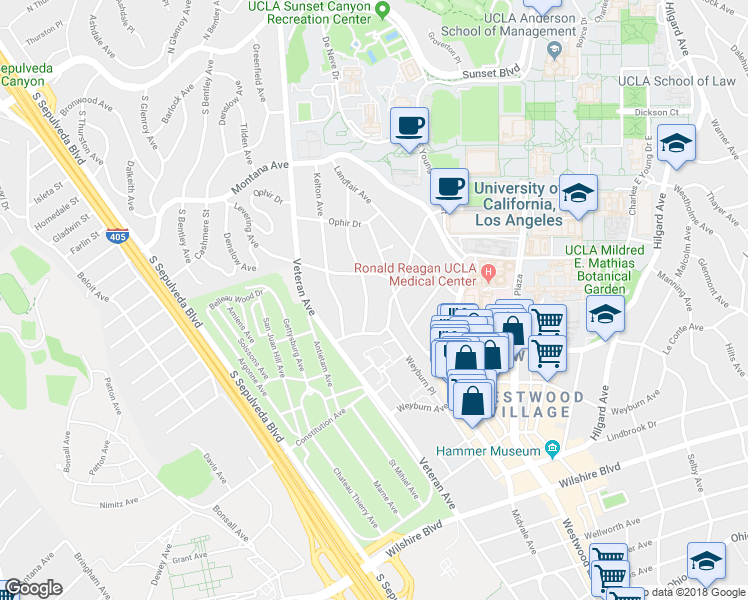 map of restaurants, bars, coffee shops, grocery stores, and more near 649 1/2 Midvale Avenue in Los Angeles