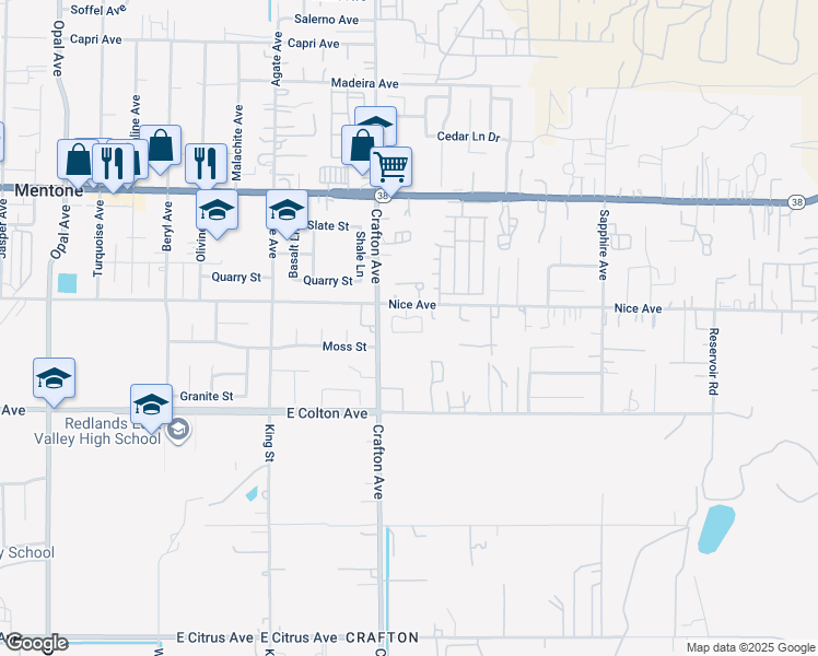 map of restaurants, bars, coffee shops, grocery stores, and more near 2118 Stone Gate Place in Mentone
