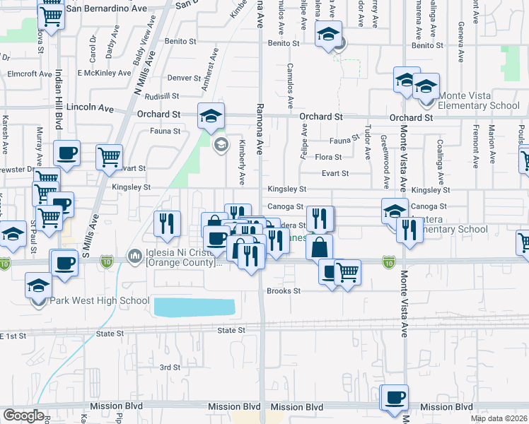 map of restaurants, bars, coffee shops, grocery stores, and more near in Montclair