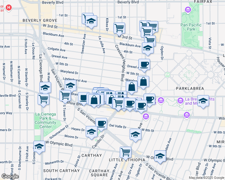 map of restaurants, bars, coffee shops, grocery stores, and more near 6331 West 6th Street in Los Angeles