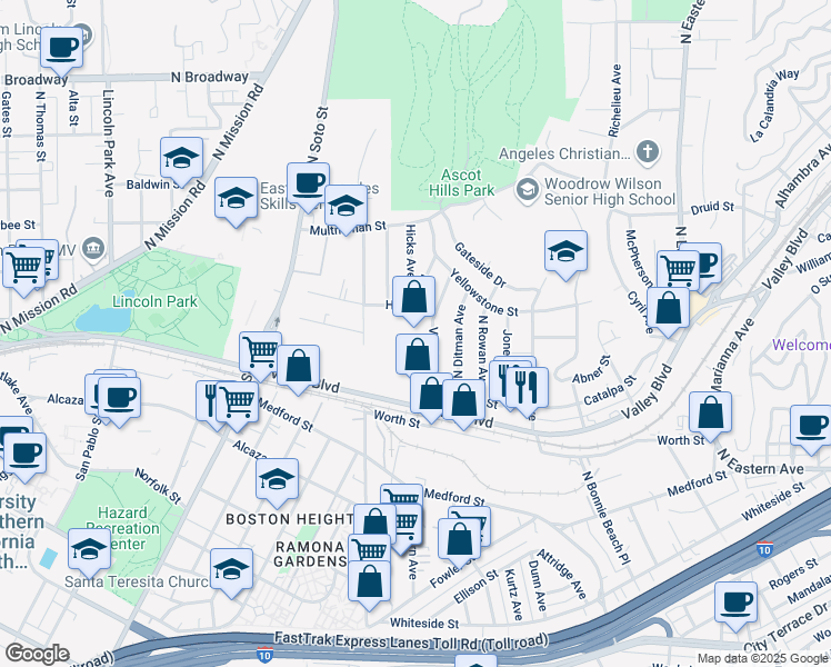 map of restaurants, bars, coffee shops, grocery stores, and more near 1919 Vineburn Avenue in Los Angeles