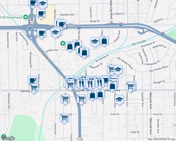 map of restaurants, bars, coffee shops, grocery stores, and more near 3115 Lashbrook Avenue in El Monte