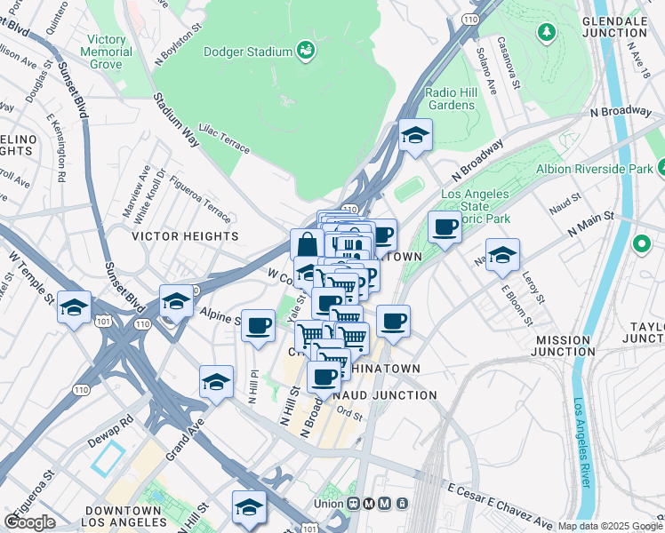 map of restaurants, bars, coffee shops, grocery stores, and more near 531 West College Street in Los Angeles