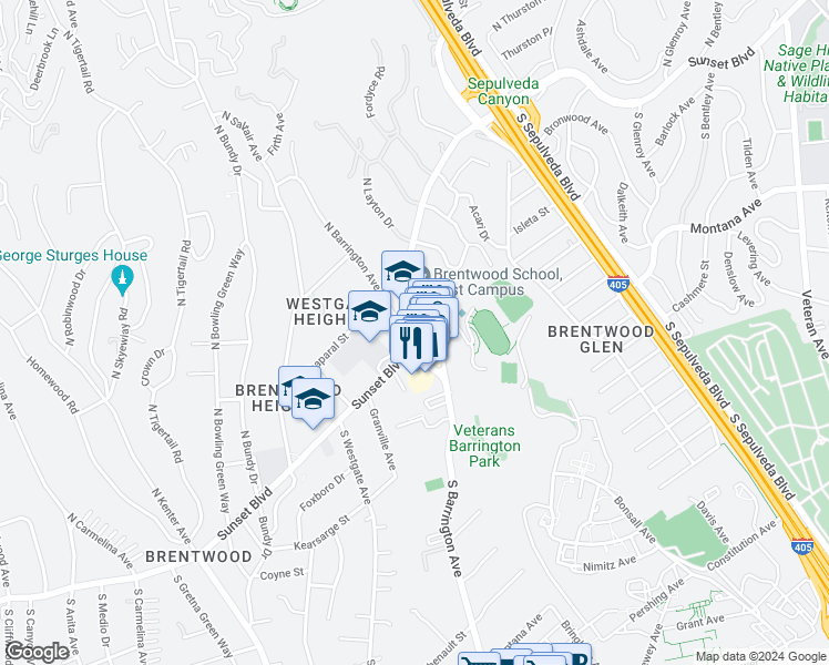 map of restaurants, bars, coffee shops, grocery stores, and more near in Los Angeles