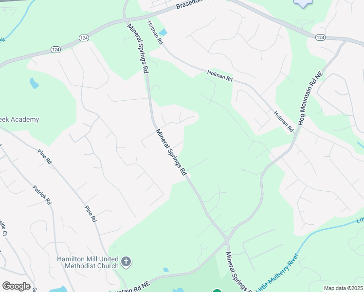 map of restaurants, bars, coffee shops, grocery stores, and more near 1745 Mineral Springs Road in Hoschton