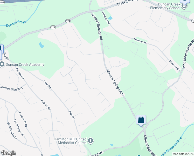 map of restaurants, bars, coffee shops, grocery stores, and more near 4060 Mark Todd Court in Hoschton