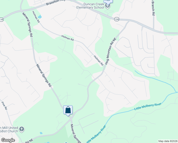 map of restaurants, bars, coffee shops, grocery stores, and more near 4205 Mulberry Ridge Lane Northeast in Hoschton