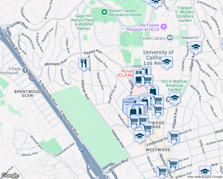 map of restaurants, bars, coffee shops, grocery stores, and more near 564 Glenrock Avenue in Los Angeles