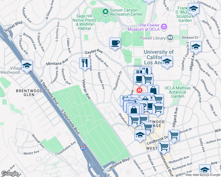 map of restaurants, bars, coffee shops, grocery stores, and more near 564 Glenrock Avenue in Los Angeles