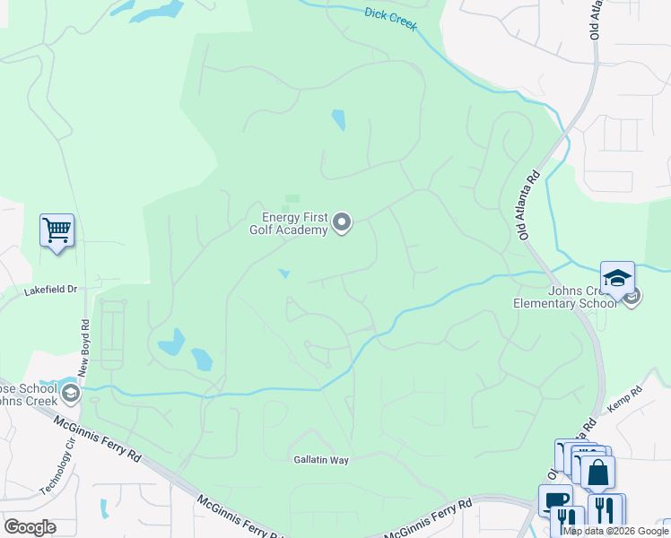 map of restaurants, bars, coffee shops, grocery stores, and more near 8010 Turnberry Way in Duluth