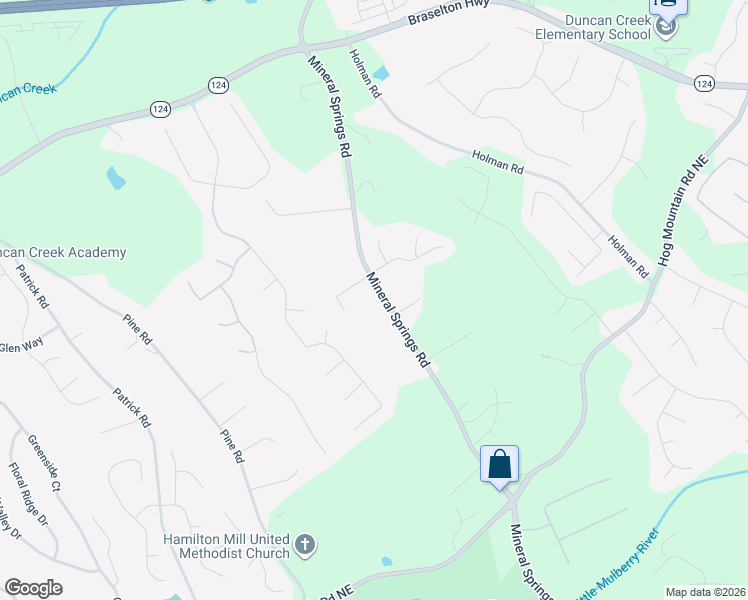 map of restaurants, bars, coffee shops, grocery stores, and more near 1788 Mineral Springs Road in Hoschton