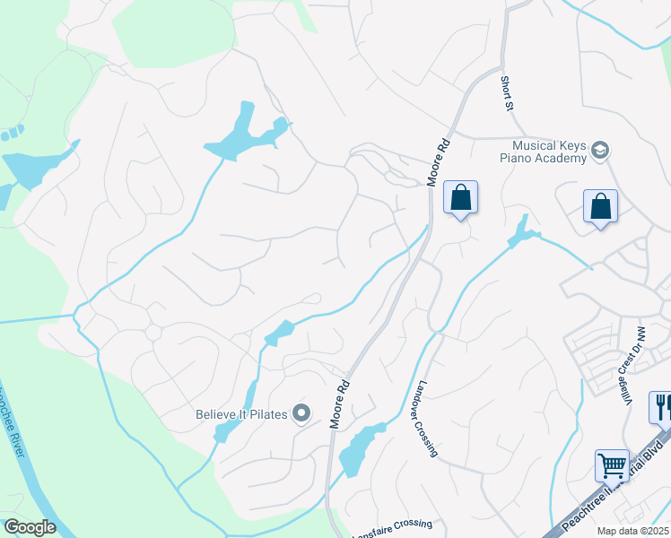 map of restaurants, bars, coffee shops, grocery stores, and more near 800 Flat Head Pass Northwest in Suwanee