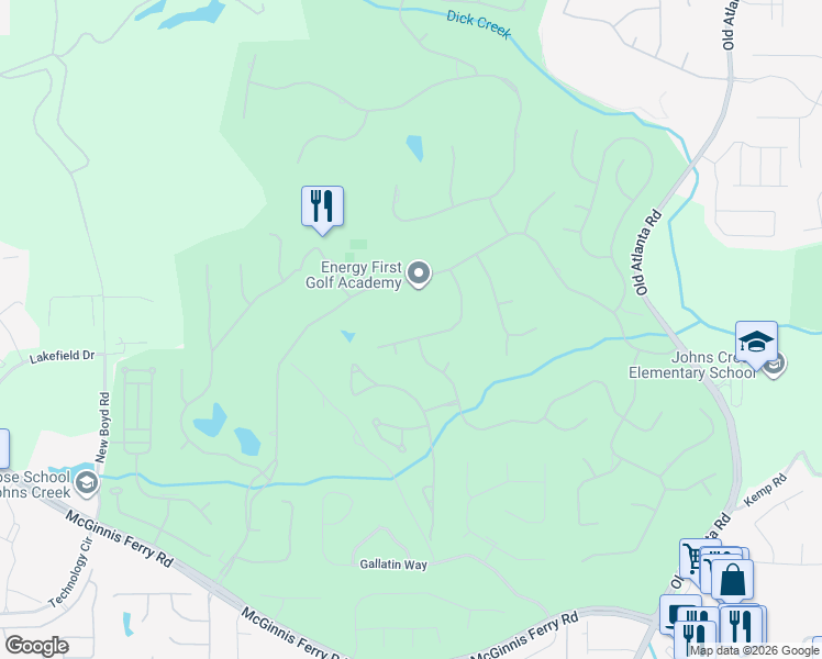 map of restaurants, bars, coffee shops, grocery stores, and more near 8010 Turnberry Way in Duluth