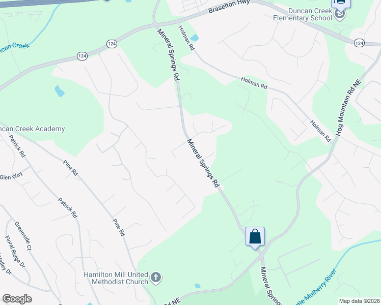 map of restaurants, bars, coffee shops, grocery stores, and more near 1788 Mineral Springs Rd in Hoschton