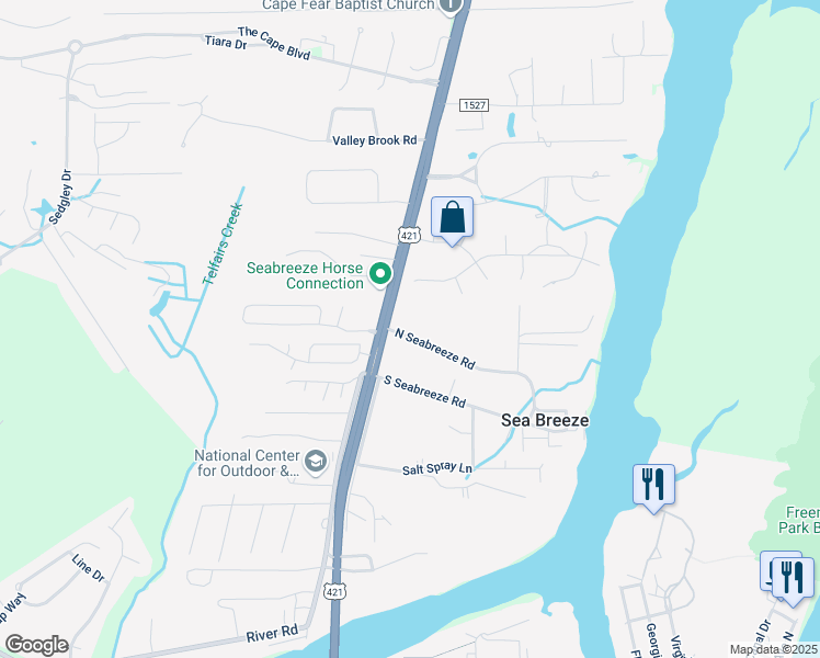 map of restaurants, bars, coffee shops, grocery stores, and more near 809 North Seabreeze Road in Wilmington