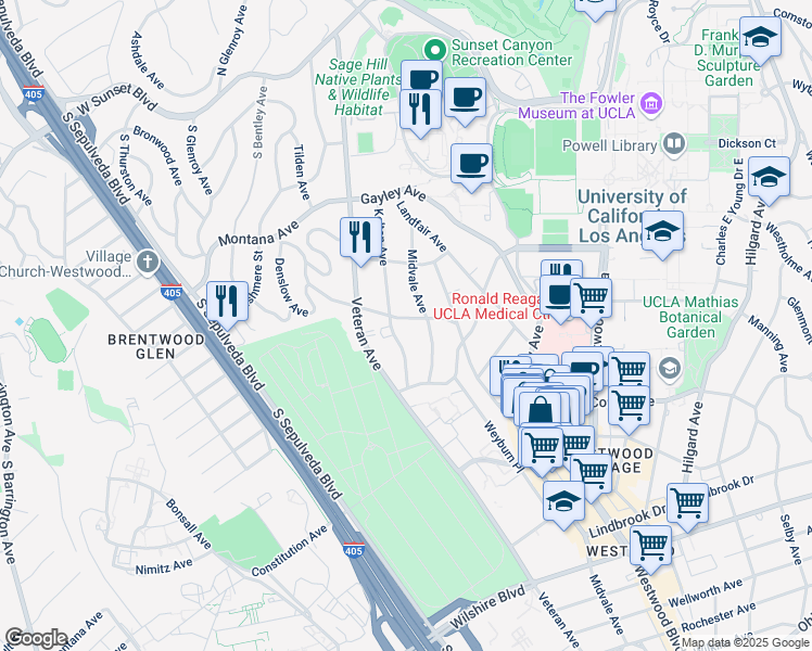 map of restaurants, bars, coffee shops, grocery stores, and more near in Los Angeles