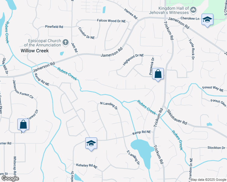 map of restaurants, bars, coffee shops, grocery stores, and more near 1997 North Landing Way in Marietta
