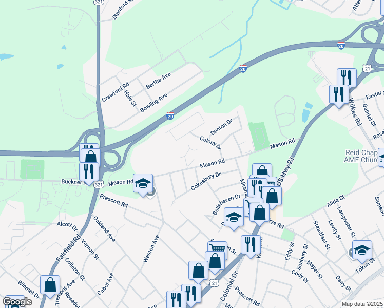 map of restaurants, bars, coffee shops, grocery stores, and more near 67 Sal Sue Court in Columbia