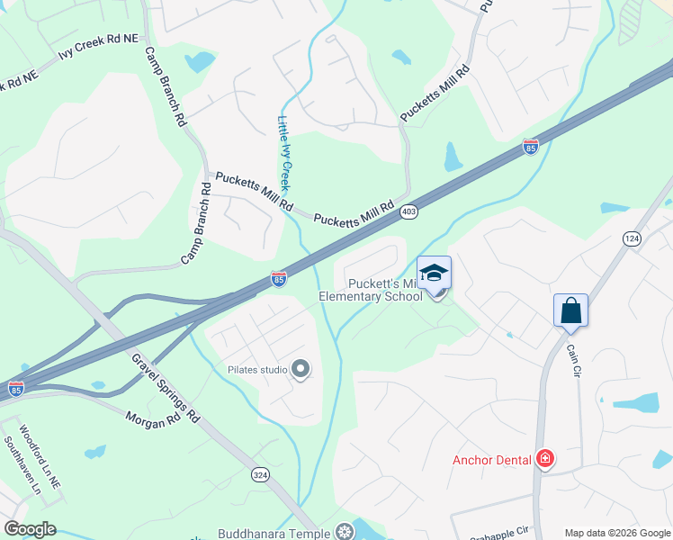 map of restaurants, bars, coffee shops, grocery stores, and more near 3655 Morgan Road in Buford