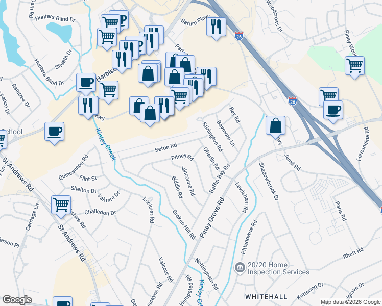 map of restaurants, bars, coffee shops, grocery stores, and more near 909 Dumbarton Road in Columbia