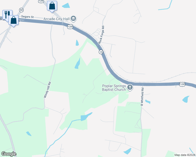 map of restaurants, bars, coffee shops, grocery stores, and more near 107 Anglin Road in Jefferson