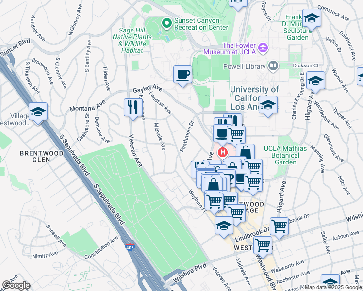 map of restaurants, bars, coffee shops, grocery stores, and more near 564 Glenrock Avenue in Los Angeles
