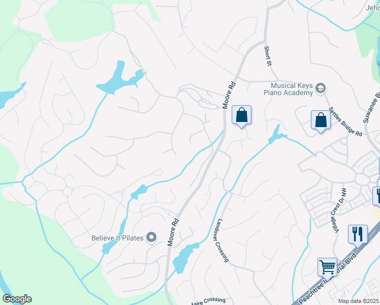 map of restaurants, bars, coffee shops, grocery stores, and more near 816 Blackfoot Northwest in Suwanee