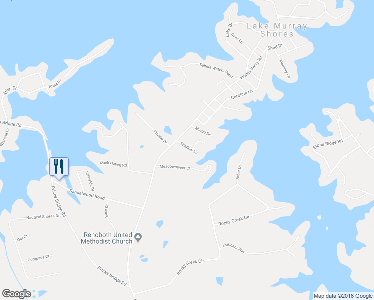 map of restaurants, bars, coffee shops, grocery stores, and more near 110 Shadow Lane in Saluda County