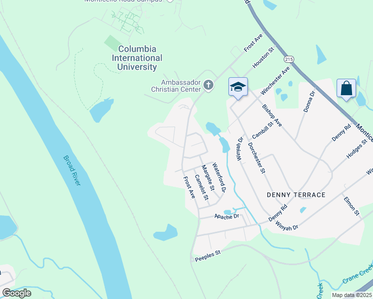 map of restaurants, bars, coffee shops, grocery stores, and more near 108 Brighton Court in Columbia
