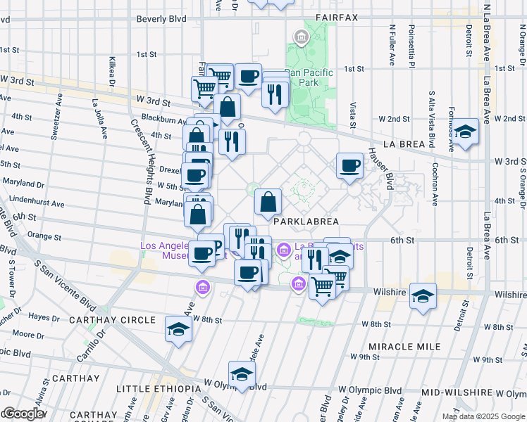 map of restaurants, bars, coffee shops, grocery stores, and more near 515 Alandele Avenue in Los Angeles