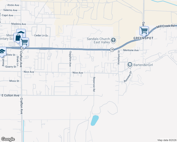 map of restaurants, bars, coffee shops, grocery stores, and more near 2241 Nice Avenue in Mentone
