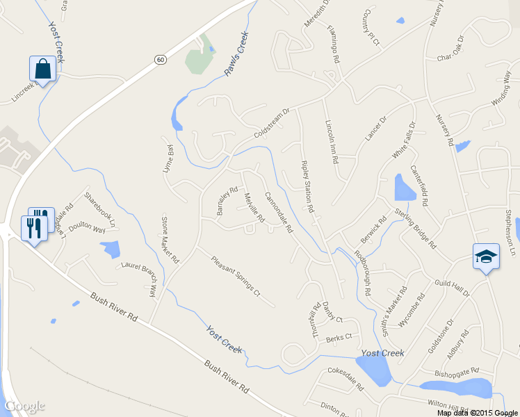 map of restaurants, bars, coffee shops, grocery stores, and more near 124 Melville Road in Columbia