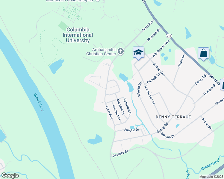 map of restaurants, bars, coffee shops, grocery stores, and more near 108 Brighton Court in Columbia
