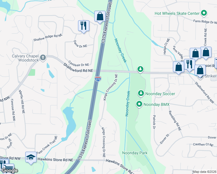 map of restaurants, bars, coffee shops, grocery stores, and more near 4757 Stable Run Court in Kennesaw