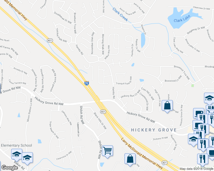 map of restaurants, bars, coffee shops, grocery stores, and more near 4751 Limestone Lane Northwest in Acworth