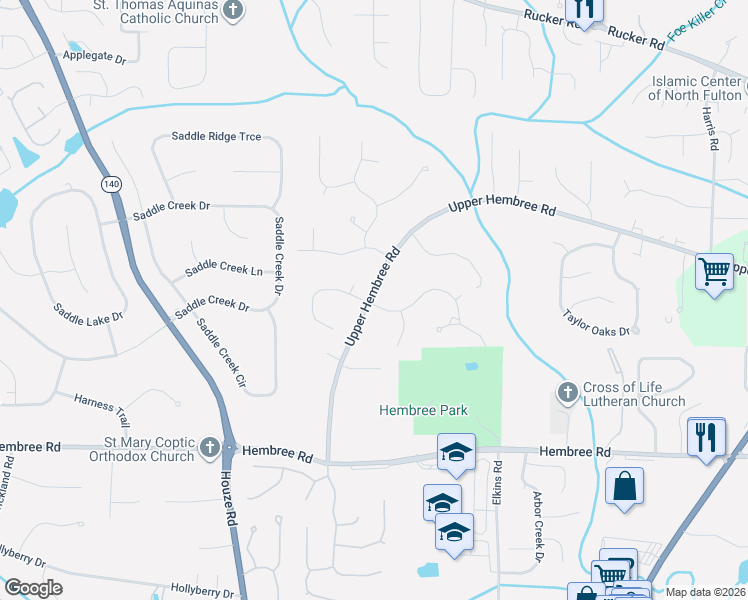 map of restaurants, bars, coffee shops, grocery stores, and more near 1105 Lea Drive in Roswell