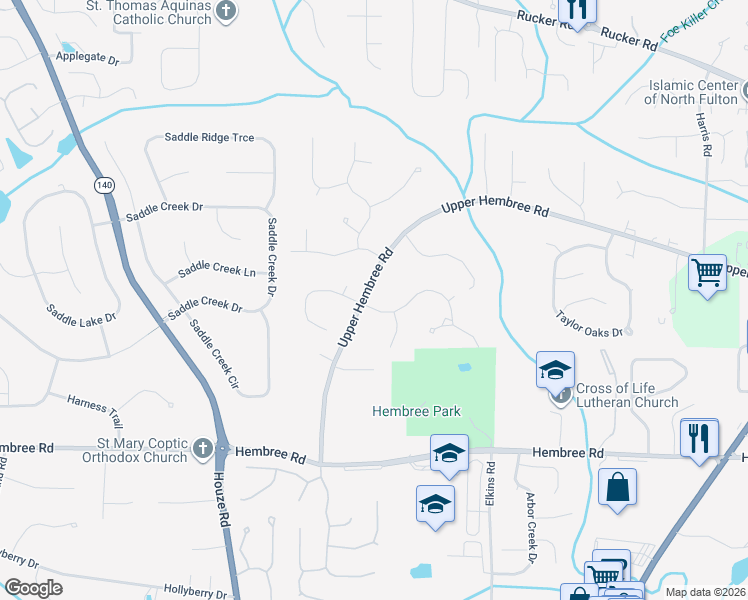 map of restaurants, bars, coffee shops, grocery stores, and more near 730 Gable Ridge Road in Roswell