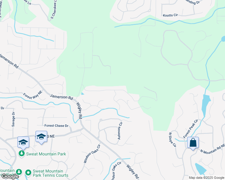 map of restaurants, bars, coffee shops, grocery stores, and more near 2936 Summitop Rd in Marietta