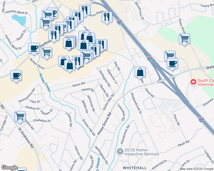 map of restaurants, bars, coffee shops, grocery stores, and more near 246 Oberlin Road in Columbia
