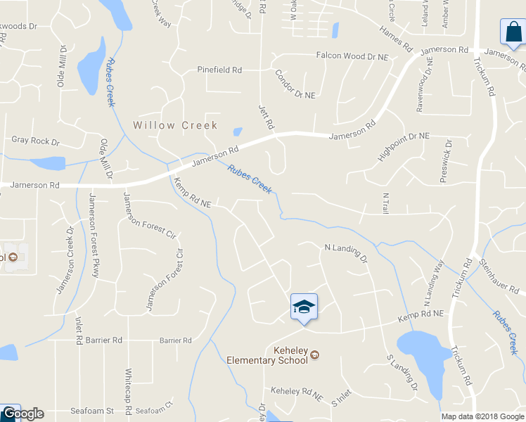 map of restaurants, bars, coffee shops, grocery stores, and more near 1831 Blackwater Way Northeast in Marietta