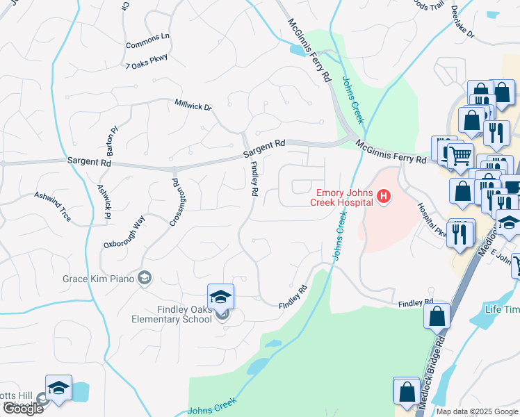 map of restaurants, bars, coffee shops, grocery stores, and more near 405 Waddington Trail in Duluth