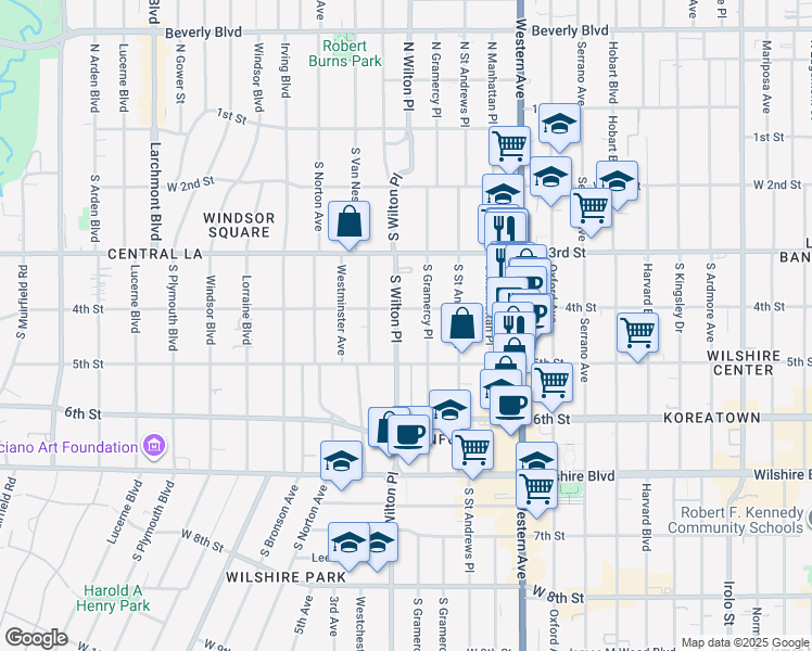 map of restaurants, bars, coffee shops, grocery stores, and more near in Los Angeles