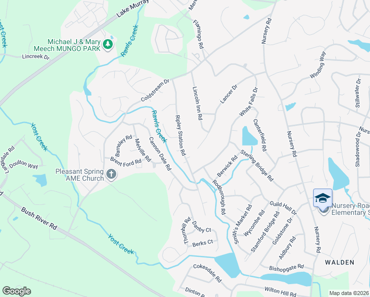 map of restaurants, bars, coffee shops, grocery stores, and more near 202 Ripley Station Road in Columbia
