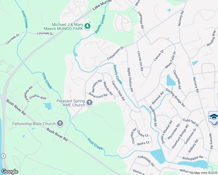 map of restaurants, bars, coffee shops, grocery stores, and more near 124 Melville Road in Columbia