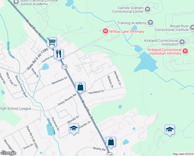 map of restaurants, bars, coffee shops, grocery stores, and more near 1467 Haviland Circle in Columbia