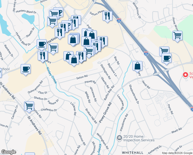 map of restaurants, bars, coffee shops, grocery stores, and more near 909 Dumbarton Road in Columbia