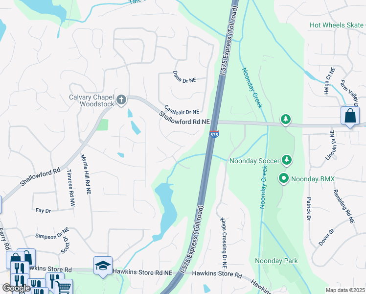 map of restaurants, bars, coffee shops, grocery stores, and more near 292 Rustic Ridge Drive in Kennesaw