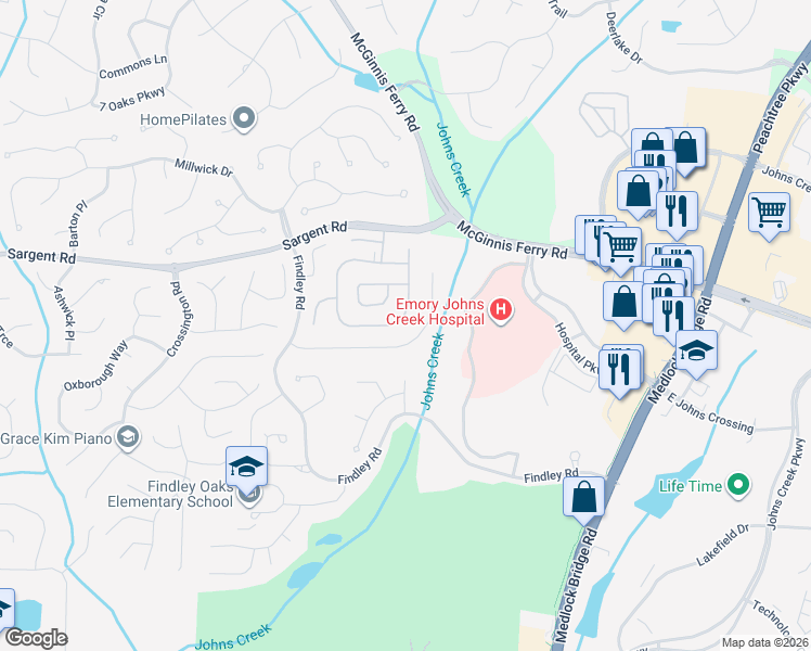 map of restaurants, bars, coffee shops, grocery stores, and more near 11780 Carriage Park Lane in Duluth