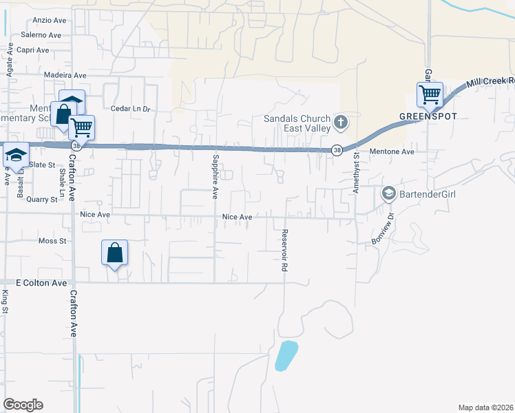 map of restaurants, bars, coffee shops, grocery stores, and more near 2241 Nice Avenue in Mentone