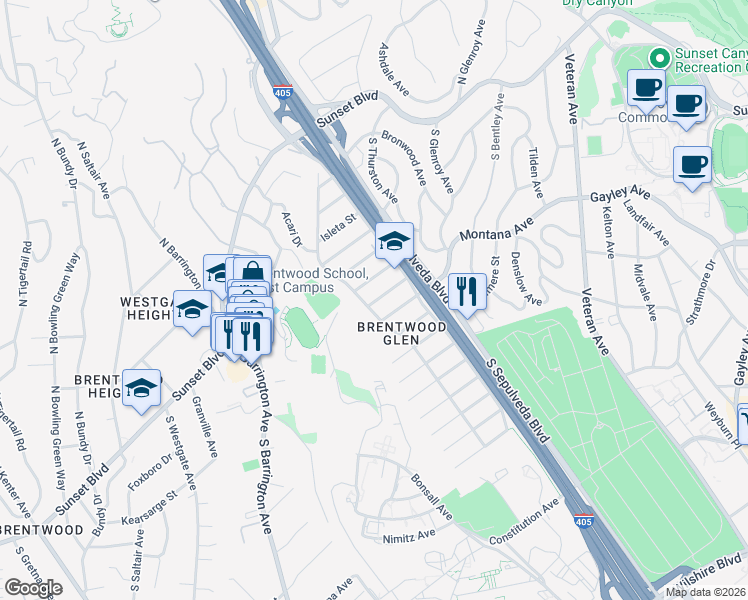 map of restaurants, bars, coffee shops, grocery stores, and more near 359 Beloit Avenue in Los Angeles
